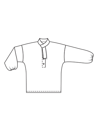Технический рисунок блузки с необычным воротником