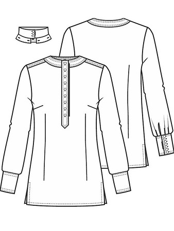 Технический рисунок блузки со съемным воротником