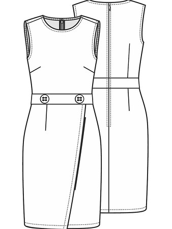 Технический рисунок платья из фактурного трикотажа