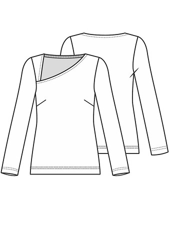 Технический рисунок блузки с асимметричным вырезом