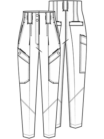 Технический рисунок брюк с высокой талией