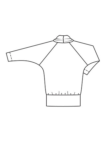 Технический рисунок пуловера с широким воротником спинка