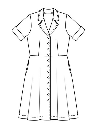 Технический рисунок платья в стиле ретро