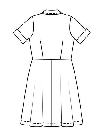 Технический рисунок платья в стиле ретро спинка