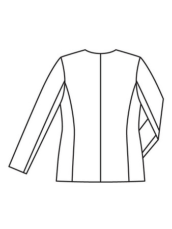 Технический рисунок куртки с асимметричной застёжкой спинка