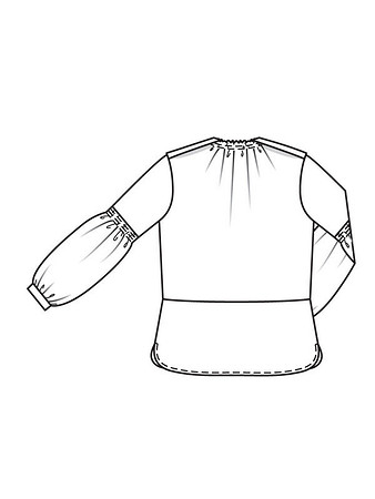 Технический рисунок блузки с пышными рукавами спинка