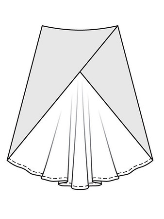 Технический рисунок юбки с клиньями годе