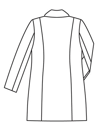 Технический рисунок двубортного пальто спинка