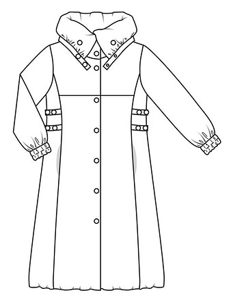 Технический рисунок стеганого пальто