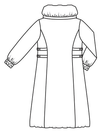 Технический рисунок стеганого пальто спинка