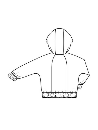 Технический рисунок куртки с цельнокроеными рукавами спинка