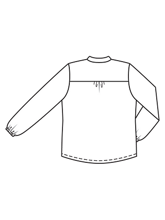 Технический рисунок спинки блузки с воротником-стойкой 