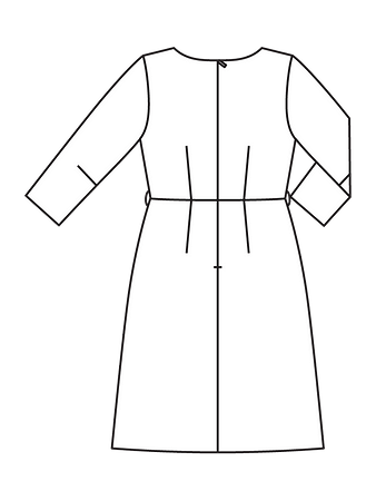 Технический рисунок платья с вырезом каре спинка