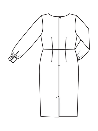 Технический рисунок платья с квадратным вырезом спинка