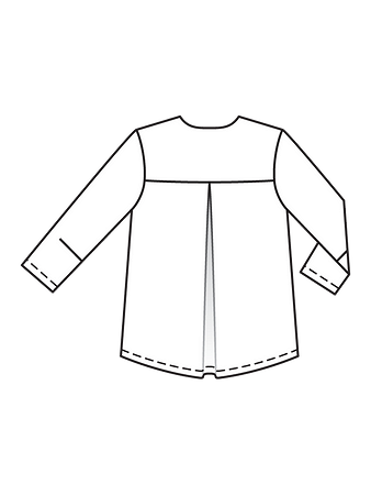Технический рисунок блузки с V-вырезом спинка