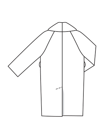 Технический рисунок пальто с шалевым воротником спинка
