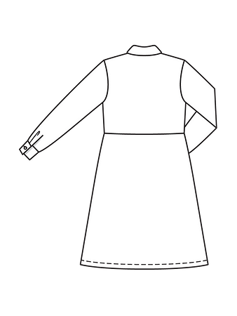 Технически рисунок платья рубашечного кроя спинка