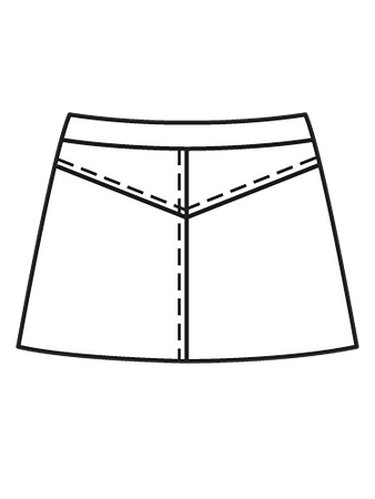 Технический рисунок мини-юбки с запахом вид сзади