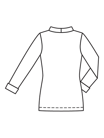 Технический рисунок пуловера приталенного силуэта спинка