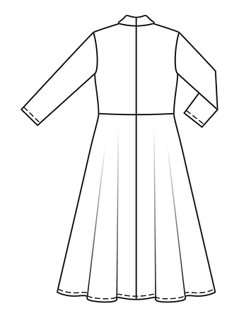 Технический рисунок платья приталенного силуэта спинка