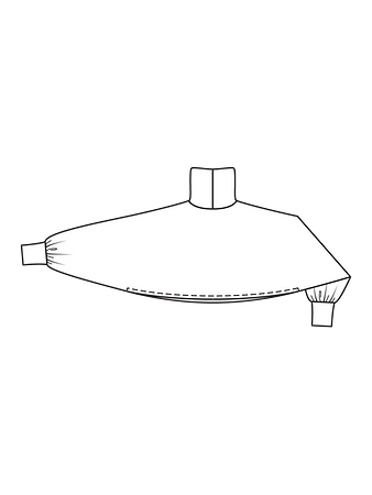 Технический рисунок пончо с воротником спинка