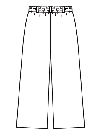 Технический рисунок брюк простого кроя вид сзади