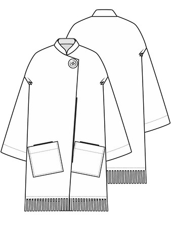 Технический рисунок пальто с бахромой