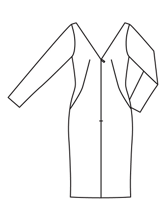 Технический рисунок спинки платья с глубоким вырезом на спине 