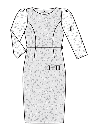 Технический рисунок платья-футляр из кружева