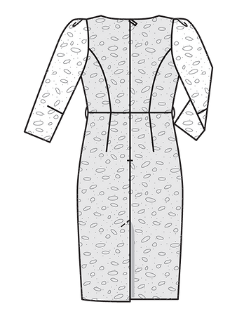Технический рисунок платья-футляр из кружева спинка