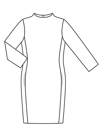 Технический рисунок платья с цельнокроеным воротником