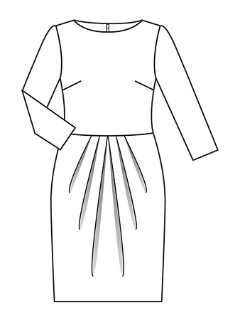 Технический рисунок платья с юбкой «тюльпан»