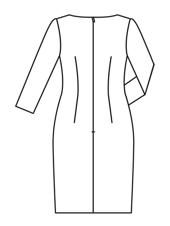 Технический рисунок платья с юбкой «тюльпан» спинка