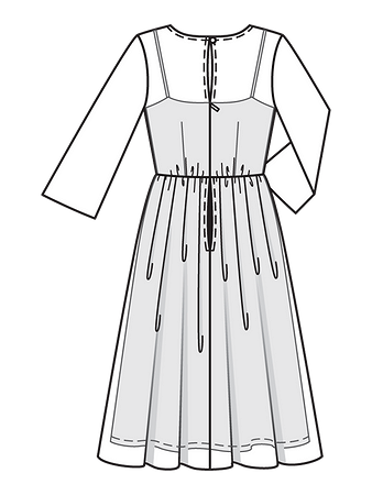 Технический рисунок двухслойного платья спинка