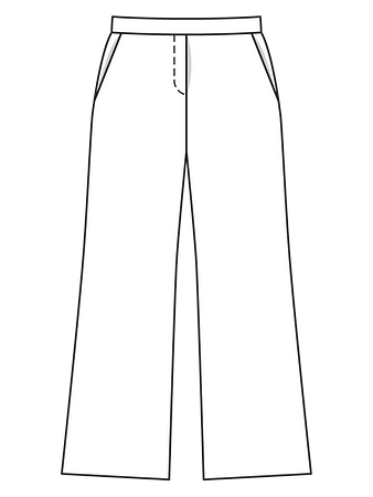 Технический рисунок брюк расклешенного силуэта