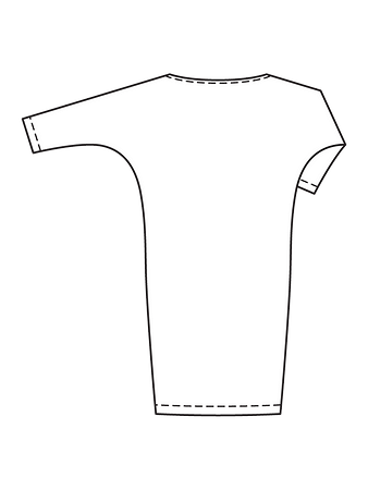 Технический рисунок платья с рукавами «летучая мышь» спинка