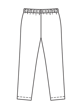 Технический рисунок мужских брюк вид сзади