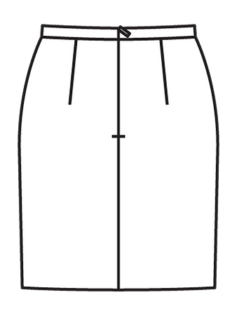 Технический рисунок юбки-карандаш с эффектом запаха вид сзади