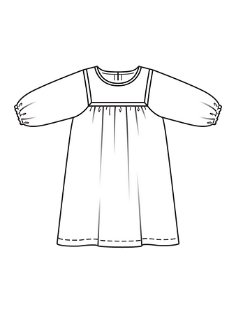 Технический рисунок платья для девочки с пышными рукавами