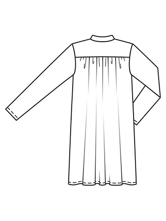 Технческий рисунок платья с воротником-стойкой спинка
