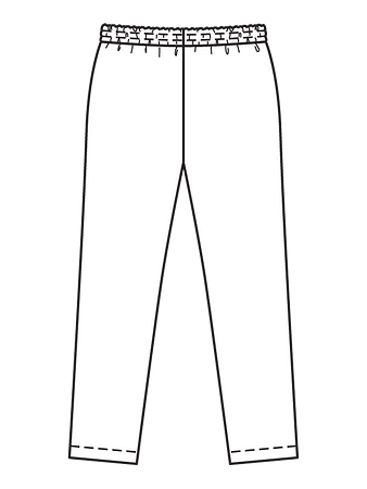 Технический рисунок мужских брюк вид сзади