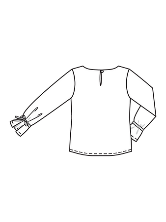Технический рисунок блузки с длинными рукавами спинка