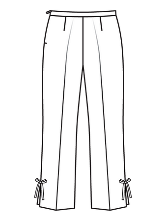 Технический рисунок брюк прямого кроя вид сзади