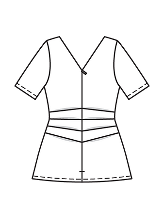 Технический рисунок блузки с драпировкой спинка
