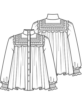 Технический рисунок блузки в викторианском стиле