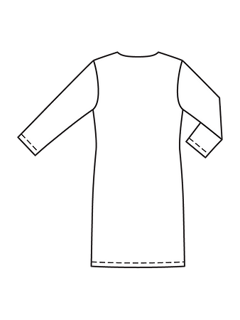 Технический рисунок платья с V-вырезом спинка