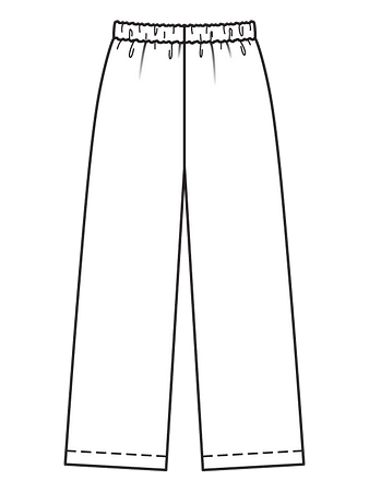 Технический рисунок бархатных брюк вид сзади