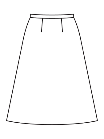 Технический рисунок юбки с запахом вид сзади