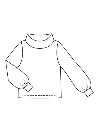 Технический рисунок пуловера с широким воротником