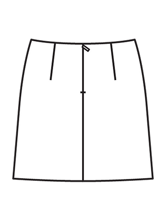 Технический рисунок юбки расклешенного силуэта вид сзади